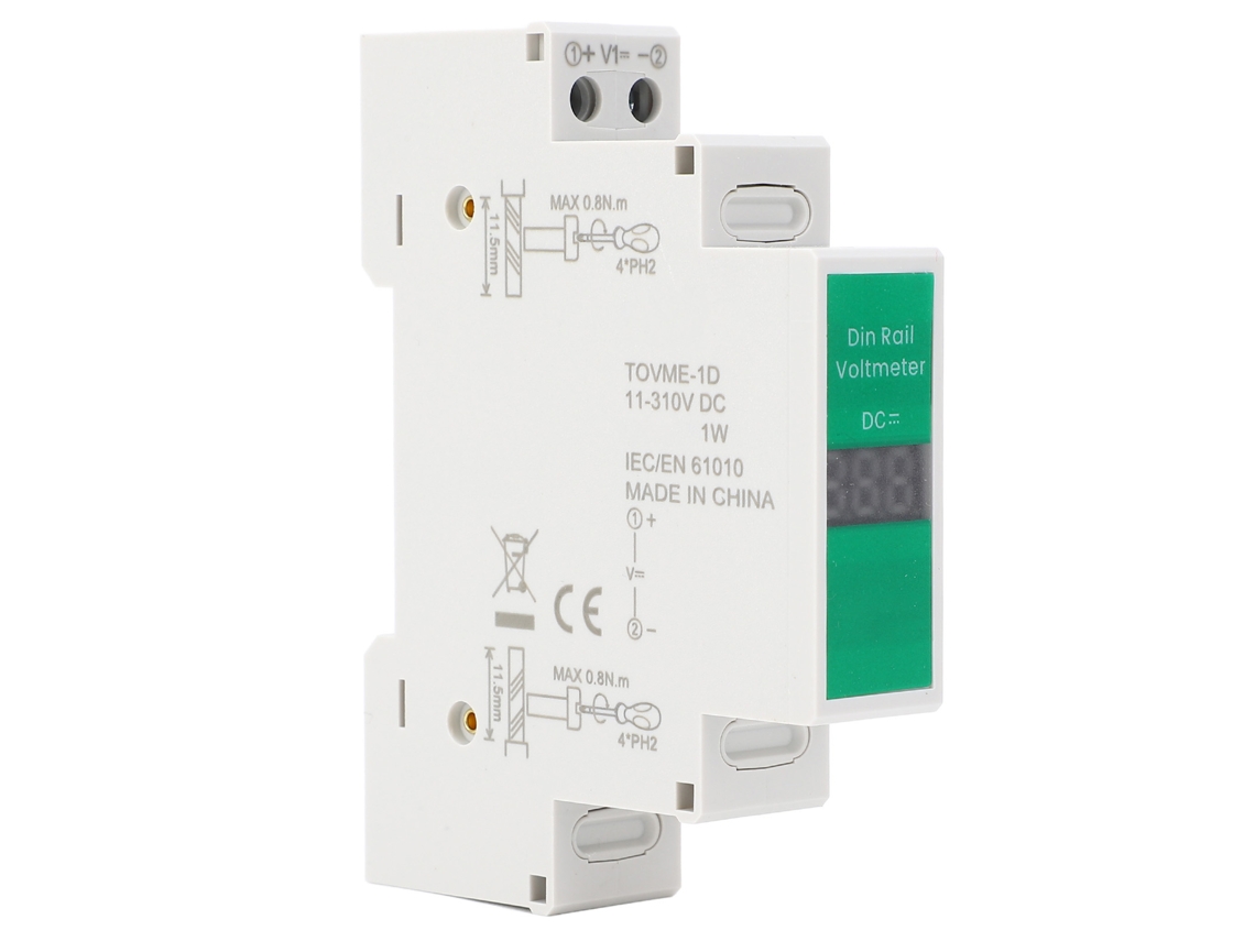 Medidor De Voltaje Cc Con Pantalla Led Digital, Salida Conmutada, Montaje En Riel Din, 11v-310v