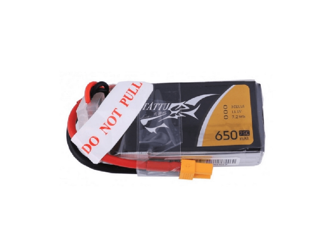 Batería de polímero de litio Tattu 3s de 11,1 V, 650 mAh, 75 C, 3S1P, XT30U F, para dron RC de 90-180 mm, FPV y carreras