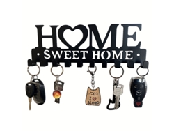 Soporte Llaves Pared 5 Ganchos, Perchero Metálico Decorativo Para Entrada, Negro