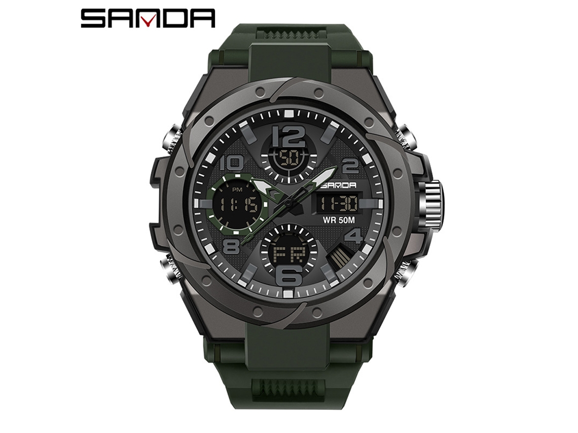 Reloj Deportivo Electrónico Multifuncional Luminoso Para Hombre (negro Y Verde), Resistente Al Agua, Estilo Harajuku.