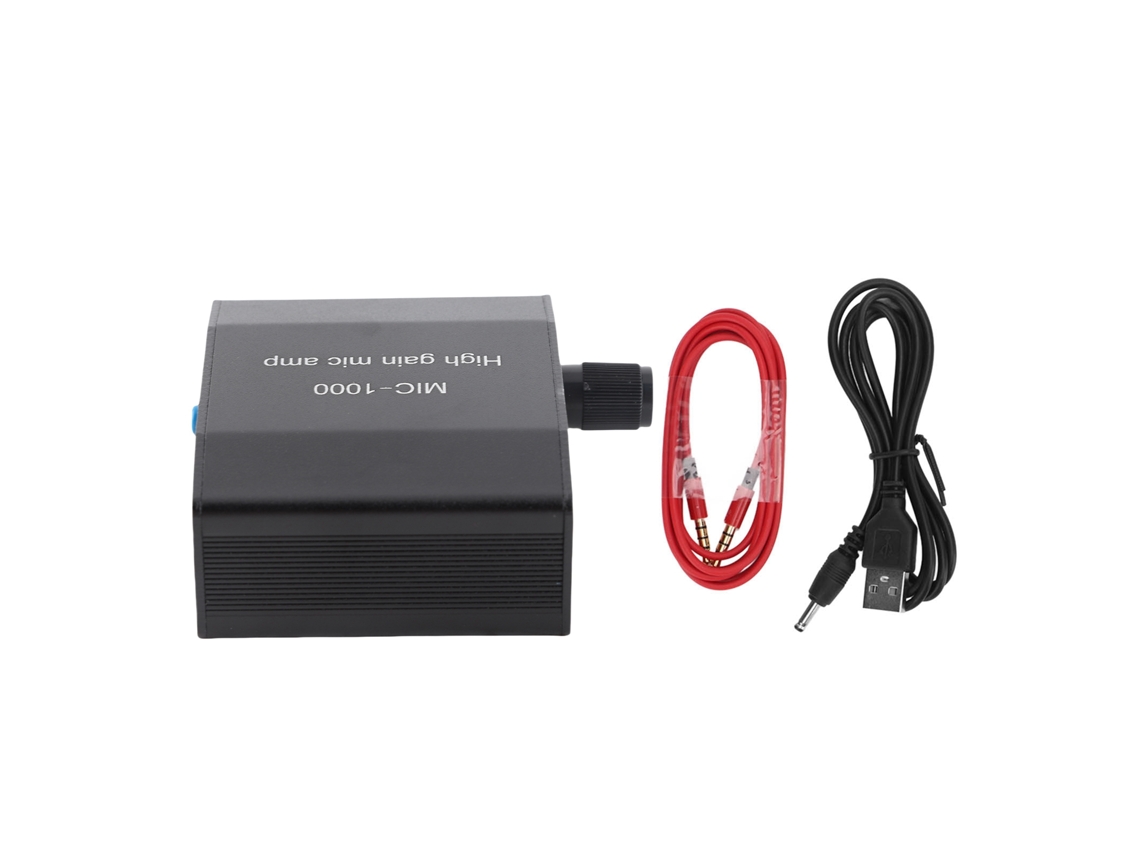 Amplificador De Micrófono De Alta Ganancia 1000x Con Alc, Interfaz De 3,5 Mm, Batería Interna Y Accesorios.