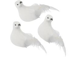 Juego de 3 palomas decorativas simuladas con pinzas de plumas artificiales para decoración de interiores - GOKOCO