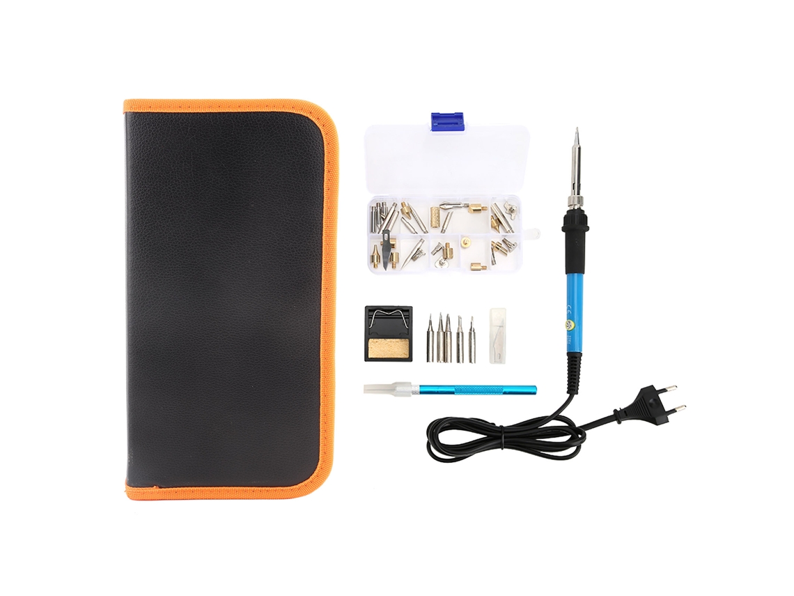 Juego De Soldador Eléctrico Ajustable De 60 W Con 5 Puntas Y Accesorios Completos.