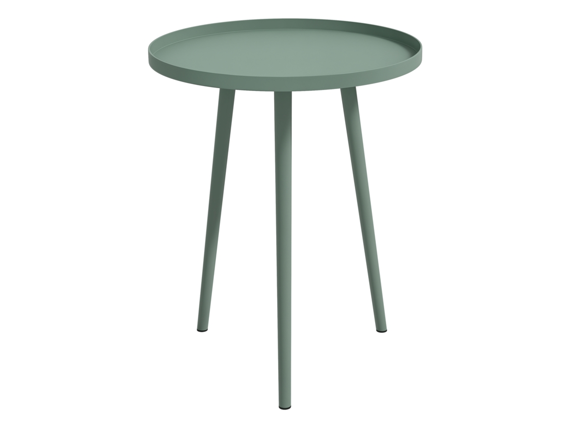 Mesa auxiliar para jardín y balcón, acero verde, 40x40x50 cm
