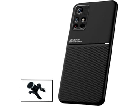 Kit Funda Magnetic Lux y Soporte Magnético de Coche Reforzado Xiaomi Poco M4 Pro 5G PHONECARE Negro