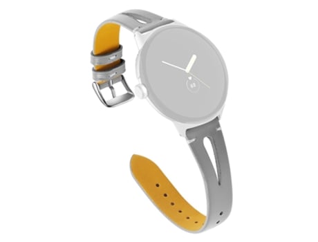Correa de piel auténtica hueco con conector negro para Google Pixel Watch - canoso