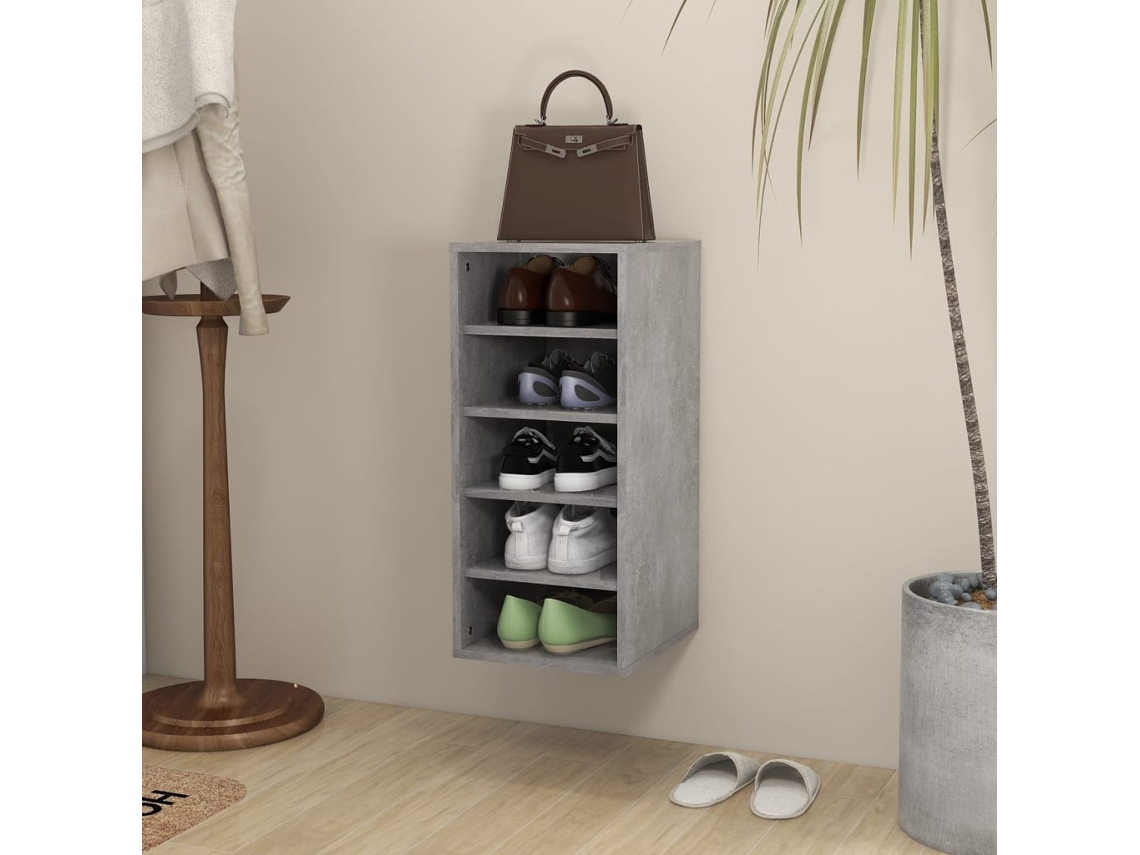 Zapatero | Zapatero de madera, gris cemento Wsd694976 Lovely Home
