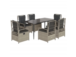 Maison Exclusive - Set Comedor Jardín 7 Pzas Y Cojines Ratán Sintético Gris Claro