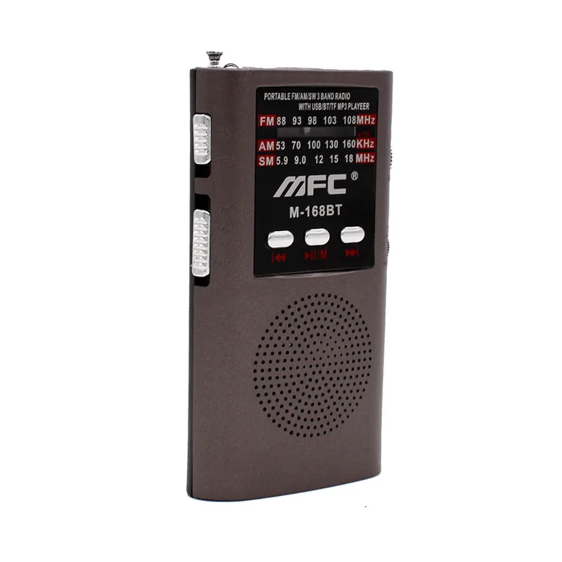 (gris) Mini Radio Fm/am/sw - Altavoz Bluetooth Inalámbrico - Linterna Led - Admite Reproducción De Tarjeta Tf Y Usb