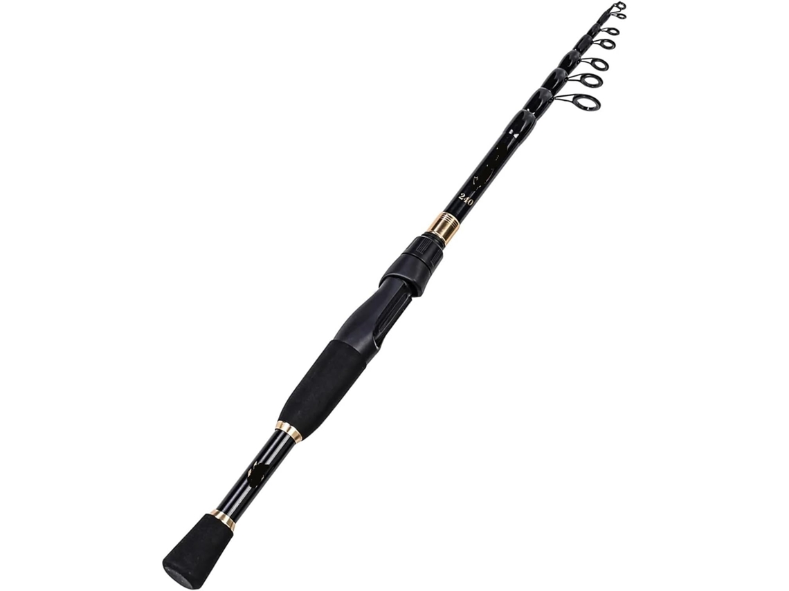 Caña De Pescar Telescópica Ultraligera Y Portátil Fibra Carbono Moldeada 1,8 A 2,4 M, Equipo Pesca Con Señu...