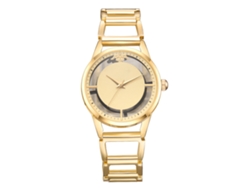 Reloj De Pulsera De Aleación Para Mujer Con Esfera Redonda, Movimiento De Cuarzo Analógico, Acabado Dorado, Moderno.