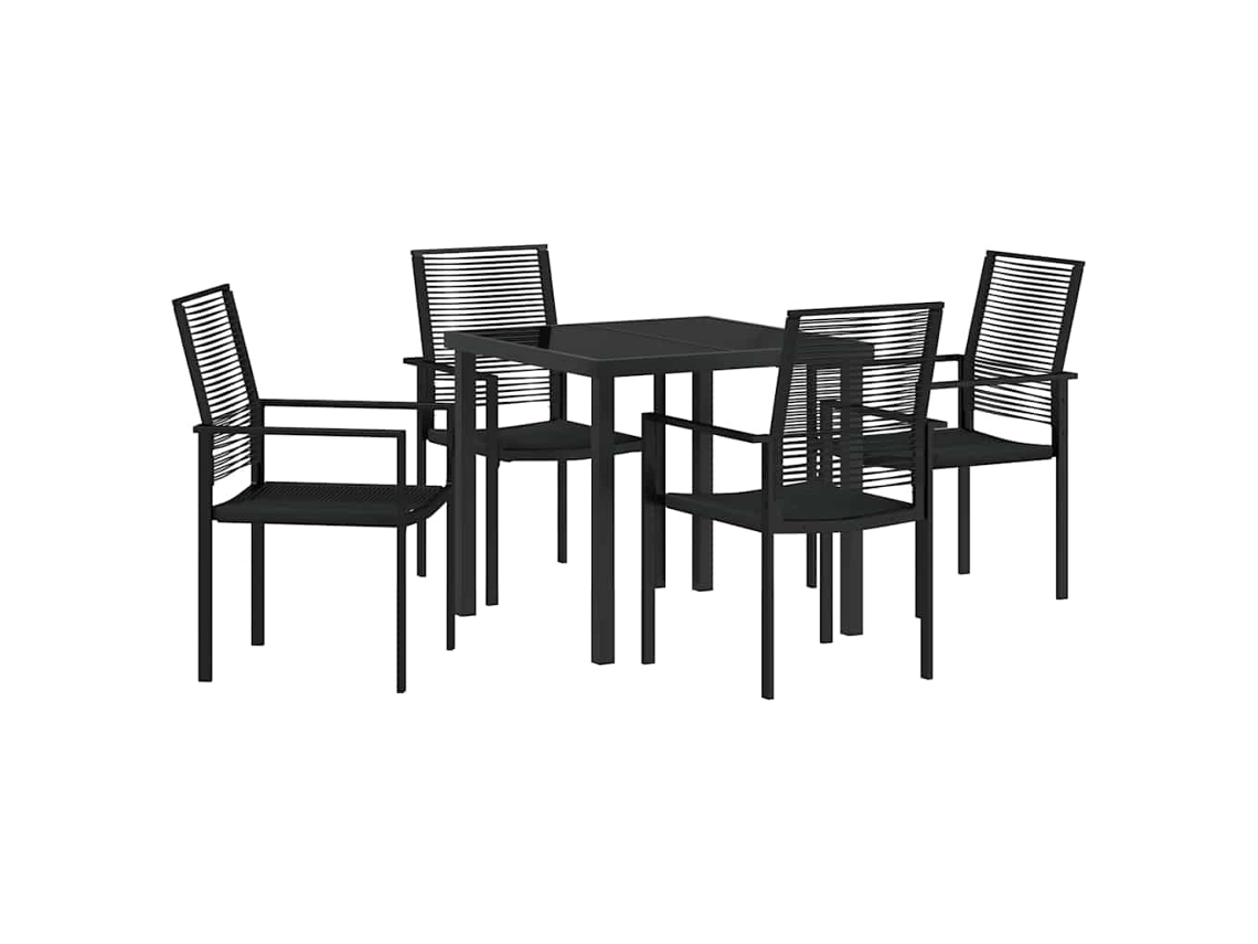 Conjunto De Comedor De Jardín 5 Uds | Mueble De Jardín Negro