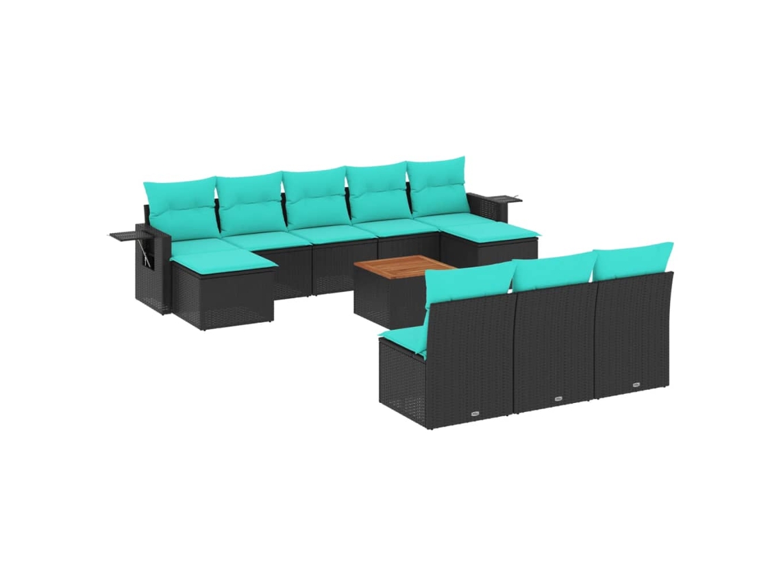 Maison Exclusive - Conjunto De Sofá De Jardín De 11 Piezas Con Cojines, De Poliratán Negro