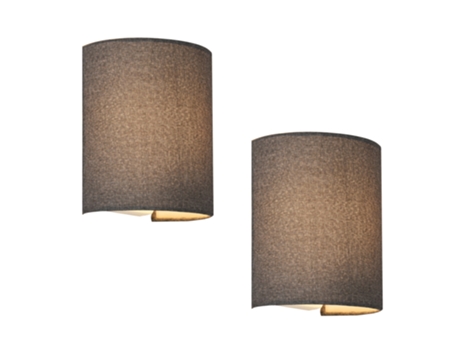 Set de 2 lámparas de pared Brüssel modernas 1x E27 60 W textil de lino 20 x 18 x 13 cm - Gris LUX.PRO