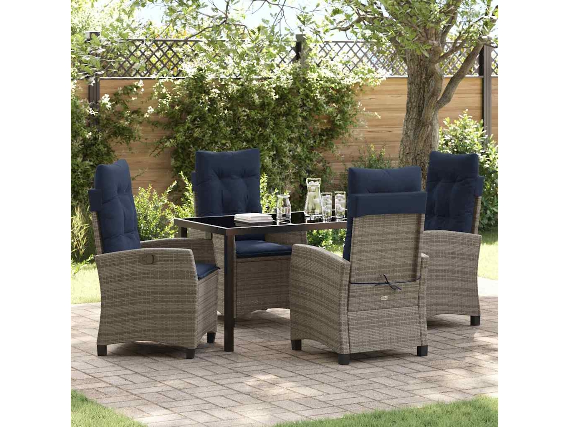 Maison Exclusive - Conjunto De Comedor De Jardín 5 Pcs Gris Ratán Sintético