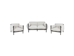 Sofá 2 plazas con 2 sillones de metal gris claro/negro BELIANI Esperia