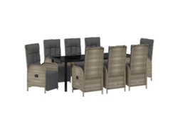Maison Exclusive - Conjunto De Comedor De Jardín 9 Pcs Gris Ratán Sintético