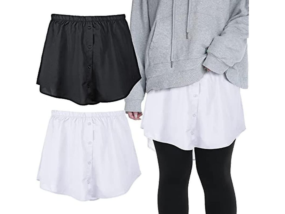 2026-2 Pack Extensores De Camisa Para Mujer, Faldita Ajustable Con Cintura Elástica, Falda Interior Decorativa, Polyester