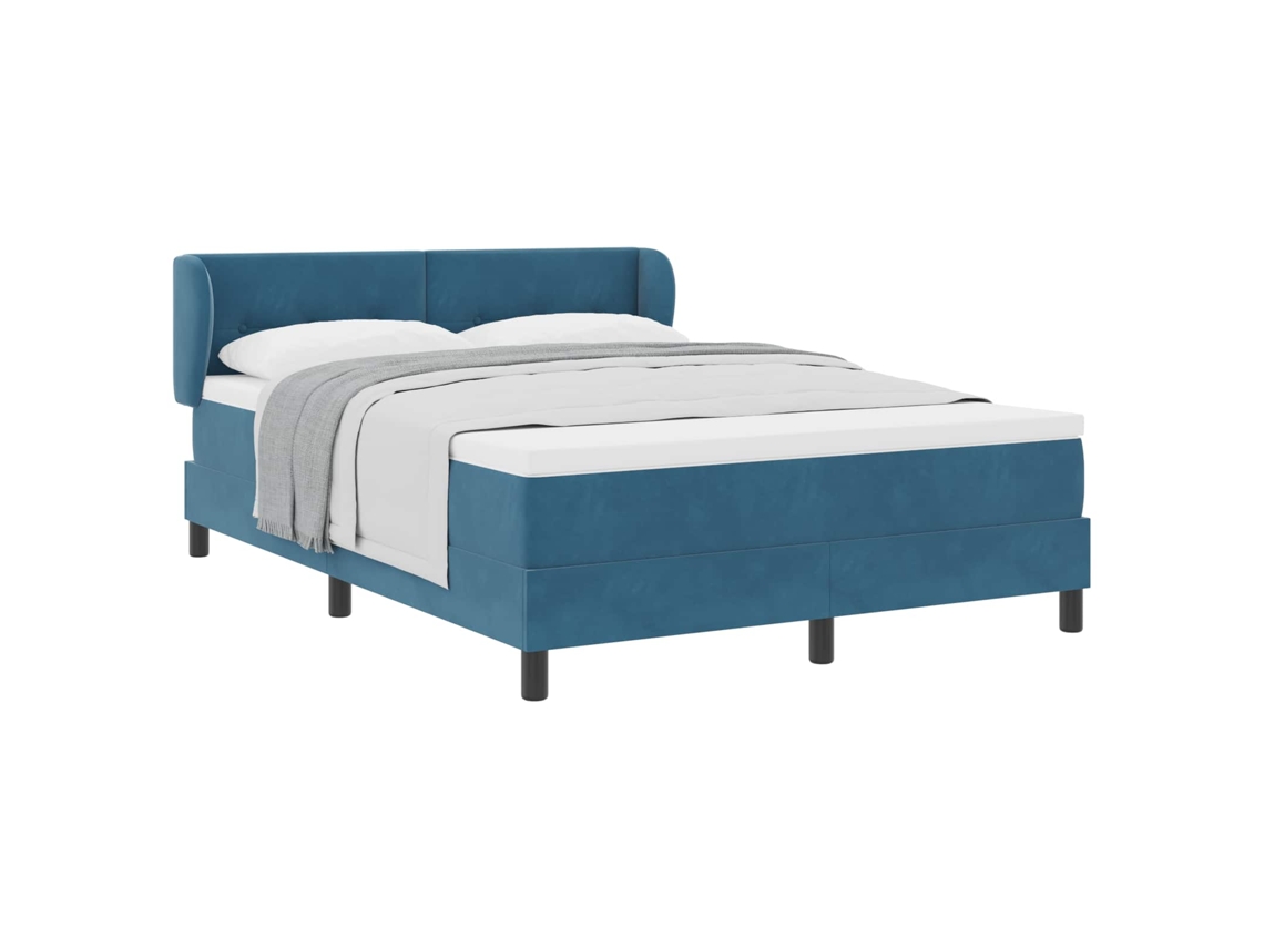Maison Exclusive - Cama Tipo Box Spring Azul Oscuro 160 X 200 Cm Terciopelo