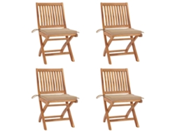 Sillas de jardín plegables de 4 piezas con cojines DKD Home Decor