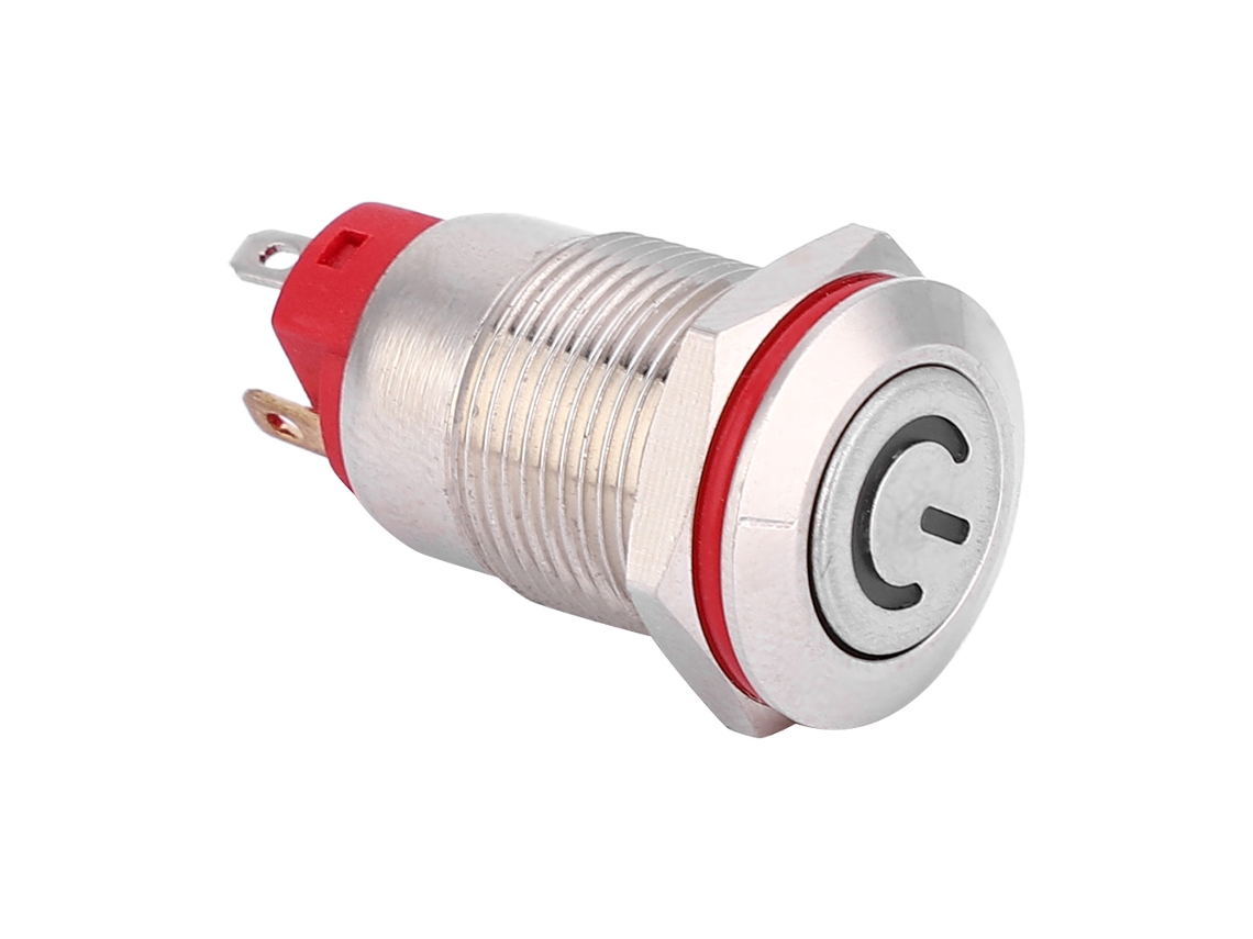 Botón metálico impermeable de 12 mm y 4 pines con LED IP66 IK09