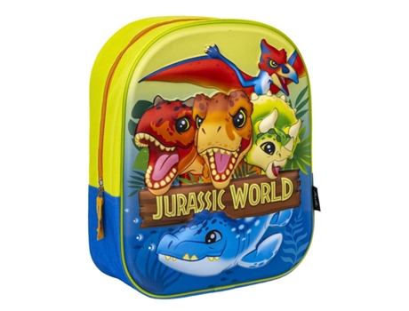 Mochila Escolar 3D JURASSIC PARK Azul Verde Claro