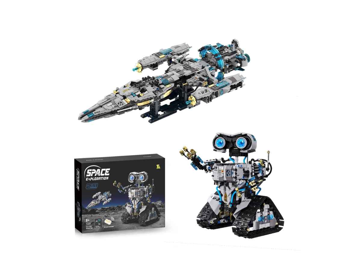 Modelo de nave espacial transformable programable 2 en 1 con 1468 piezas y bloques de construcción robóticos MDUG (t1107)