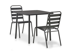 Pcs Conjunto Bistro Aço Cinzento Escuro Dkd Home Decor