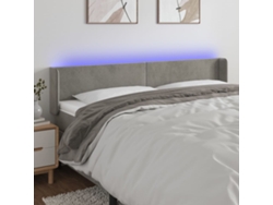 Cabecero Con Led De Terciopelo Gris Claro 203x16x78/88 Cm