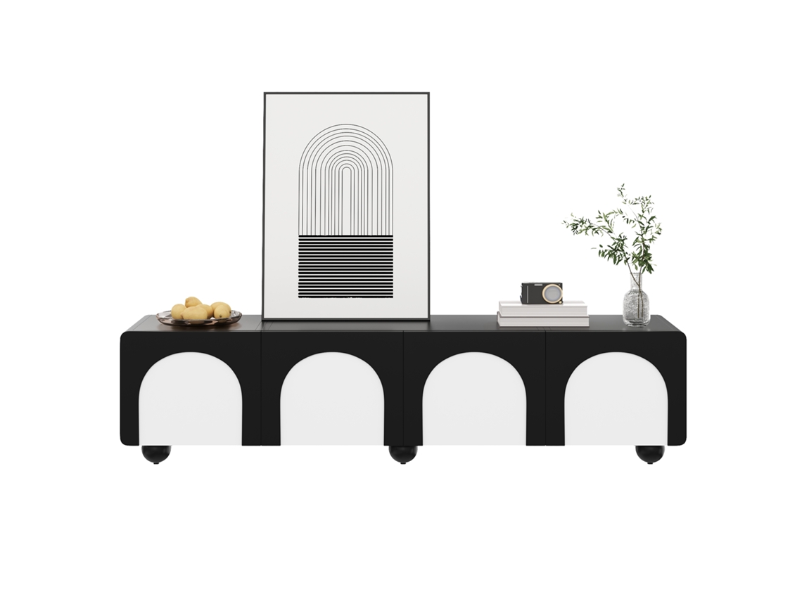 Estantería De 180x38x45 Cm, 2 Cajones, 2 Puertas, Diseño Clásico.