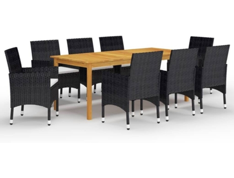 Conjunto 9 de comedor de jardín de VIDAXL negro