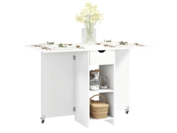 Mesa De Comedor Plegable Para 2 A 4 Personas, Mesa De Cocina Plegable Con Espacio De Almacenamiento, Mesa Extensible Con Ruedas, Color Blanco.