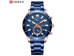 Reloj de pulsera informal e impermeable para hombre, multifuncional, con seis manecillas y brazalete de acero inoxidable. MDUG (azul)