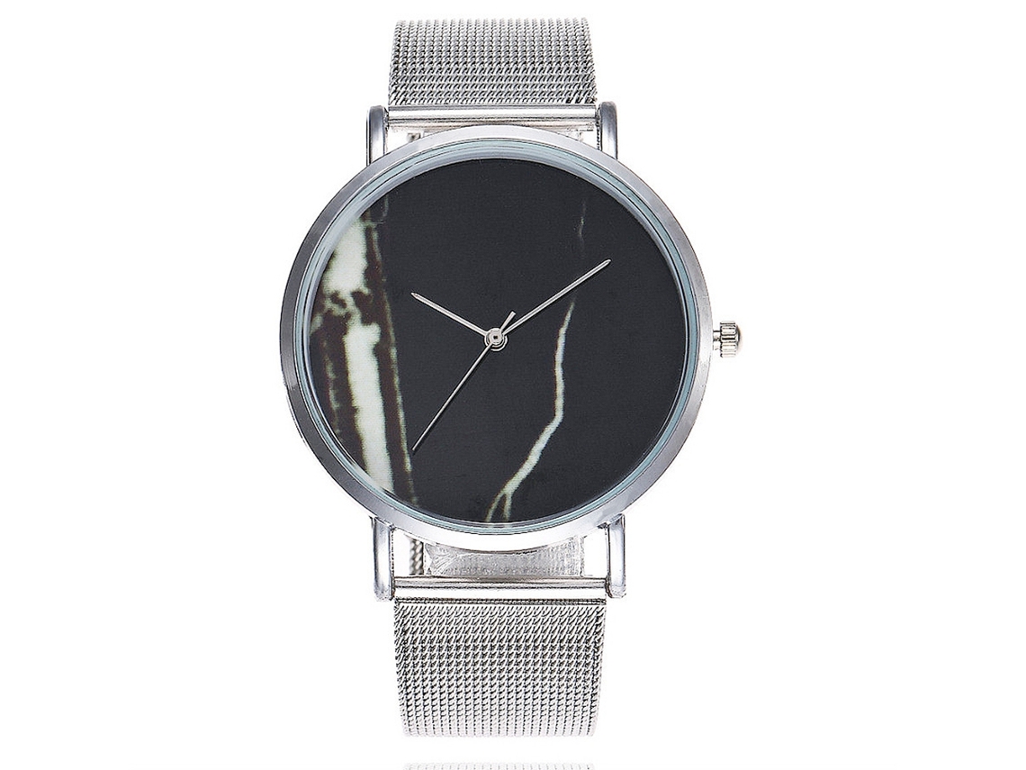 Reloj De Pareja Cuarzo Con Correa De Malla De Aleación Estilo Simple (negro)
