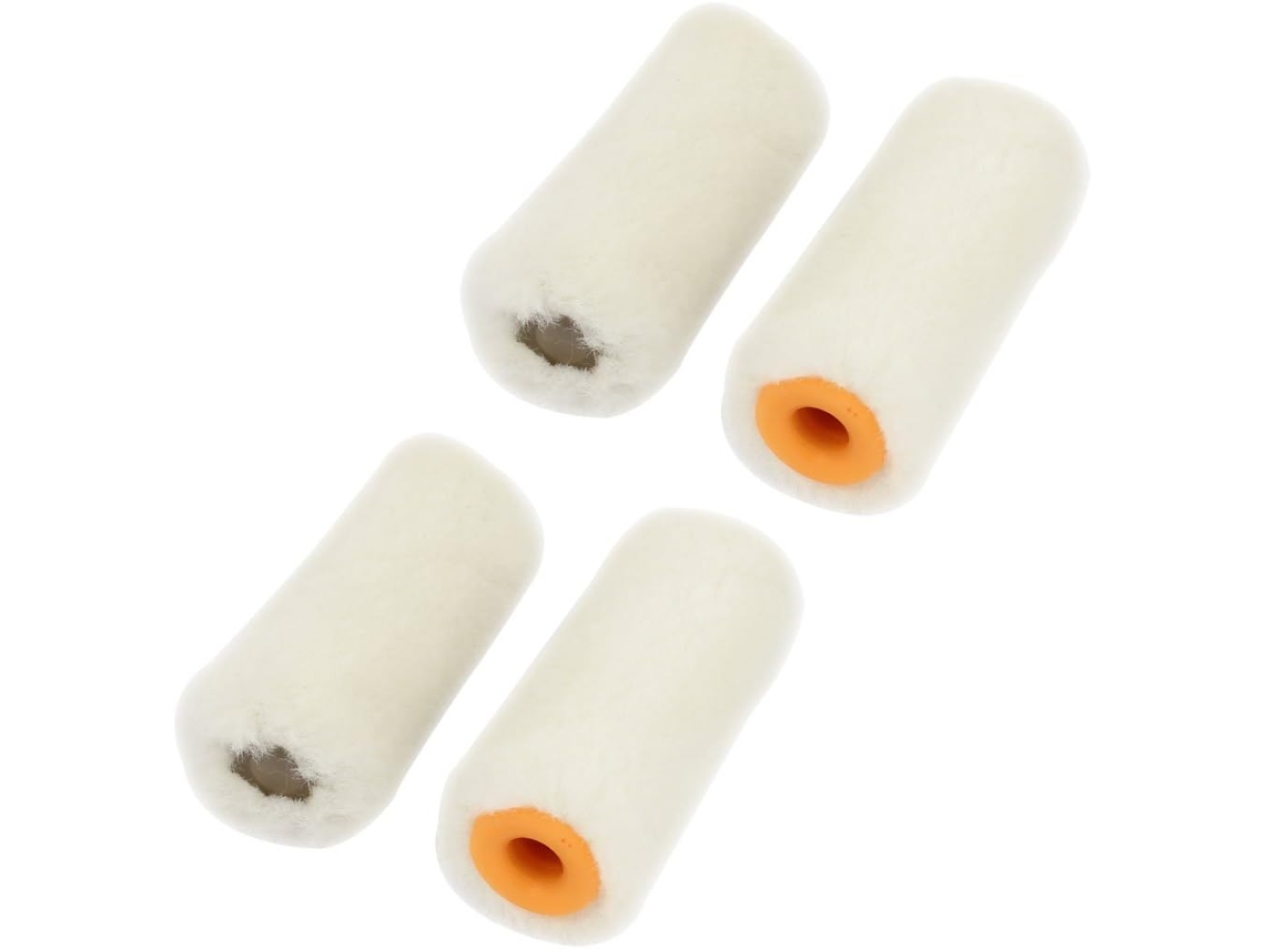 Juego de 4 fundas para rodillos de pintura para decoración de suelos y paredes, blancas, 5 cm de largo CHABERLU
