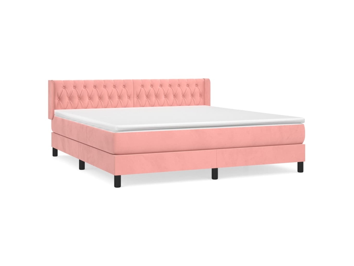 Maison Exclusive - Cama Box Spring Con Colchón Terciopelo Rosa 160x200 Cm