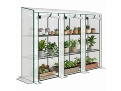 Pequeño invernadero con 3 estantes, puertas correderas, invernadero de cultivo, 215x46x151 cm, blanco
