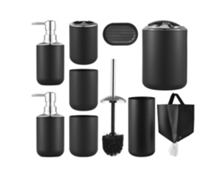 Juego de accesorios de baño de 9 piezas en color negro