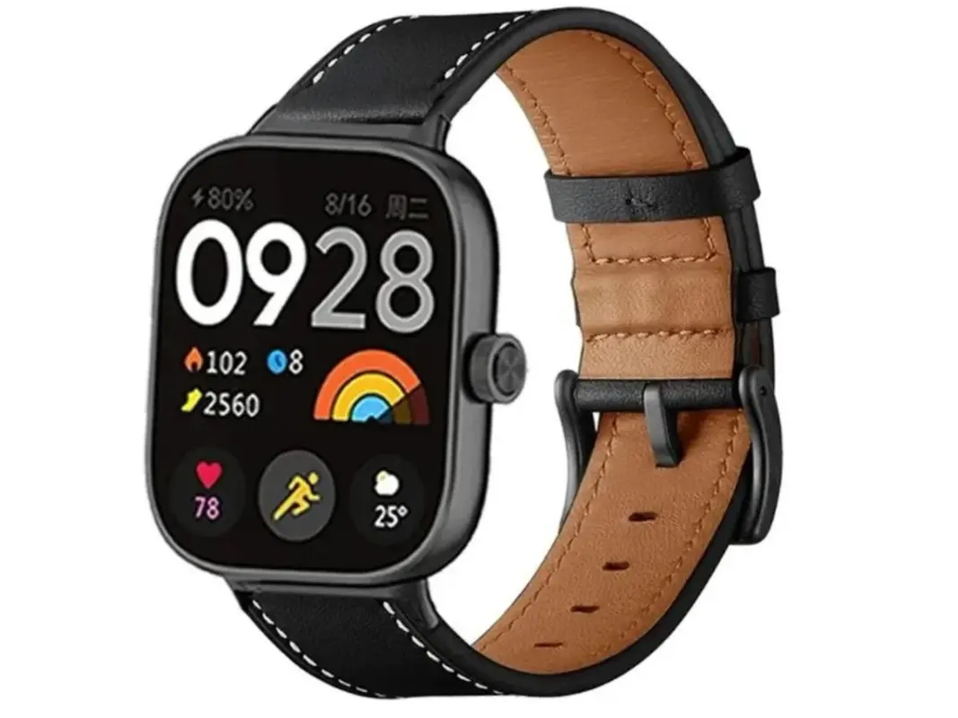 Correa de piel sintética Szsmart con costuras para Redmi Watch 4 (negra)