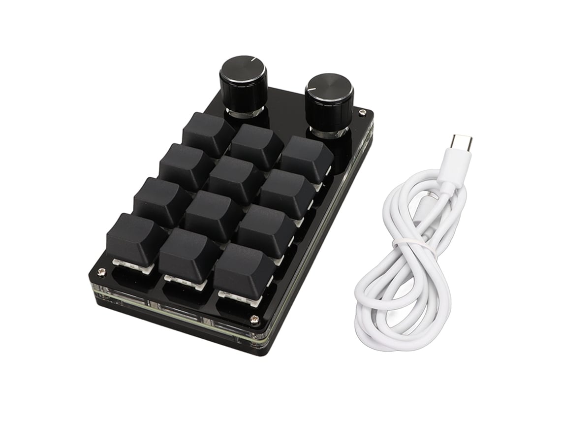 Mini Teclado Con 12 Teclas, 2 Botones, Interruptores Azules, Retroiluminación Rgb, Plug And Play, Programable Para Juegos, Oficina Y Multimedia.