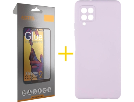 Kit Funda + Protector de Pantalla Samsung A12 5G ACCETEL Cristal Templado 4058 Morado