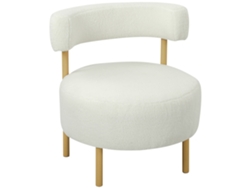 Sofá Individual De Tela Bouclé, Sillón Tapizado Con Respaldo Curvo, Asiento Ancho, 67x67x71cm, Color Crema.