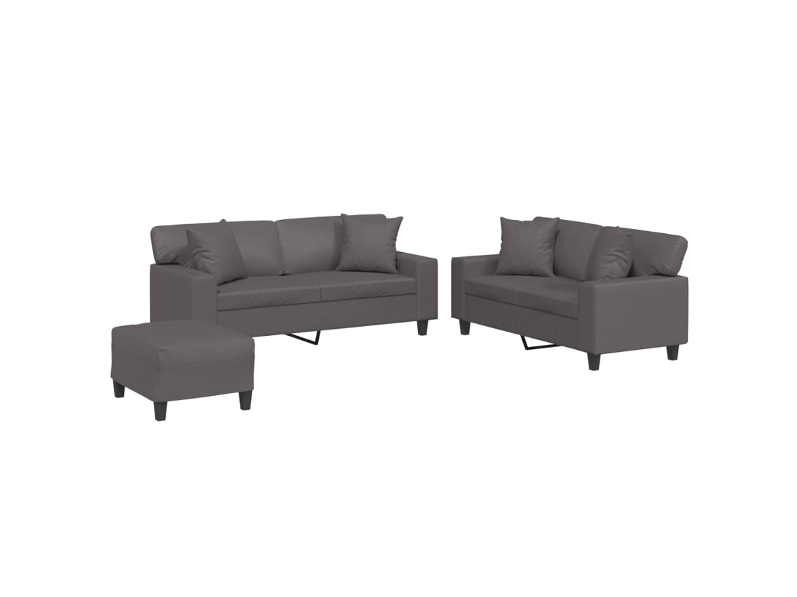 Maison Exclusive - Juego De Sofás Con Cojines 3 Piezas Cuero Sintético Gris