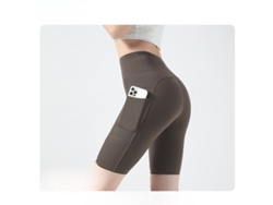 Shorts De Ioga Femininos De Cintura Alta, (5 Polegadas), Tamanho L 45-54 Kg Marrom Siurn