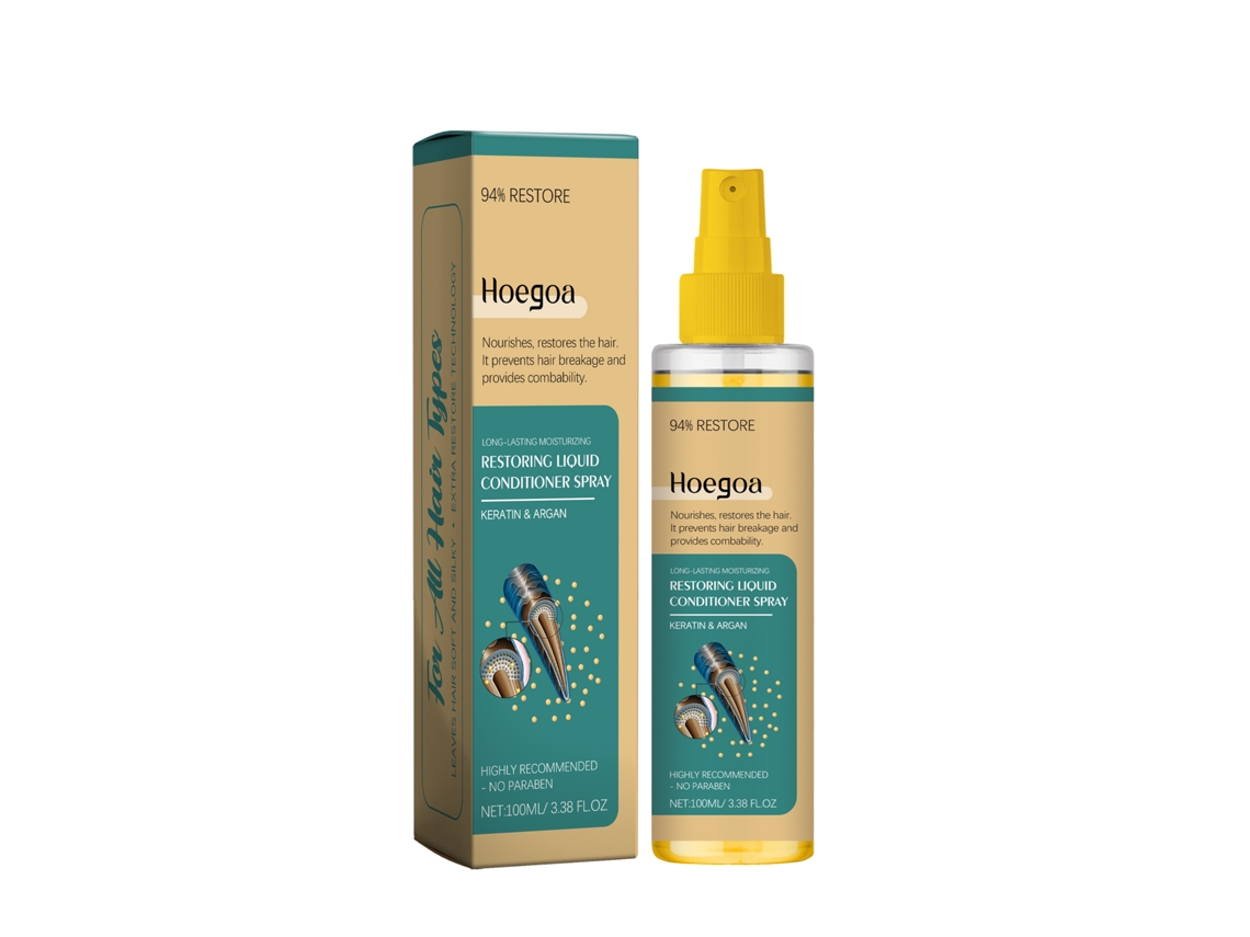 Spray sin enjuague con aceite de argán marroquí para el cabello.