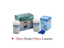 Tiras reactivas para glucosa con 50 unidades + 50 lancetas, monitor de diabetes (sin código)