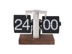 Reloj de mesa mecánico automático Baok-24h con base de madera y acero inoxidable, estilo vintage retro digital, ideal para el hogar y la oficina.