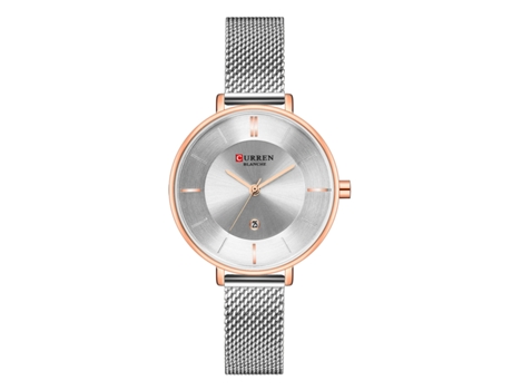 Relojes de Mujer Calendario Cinturón de Malla Reloj de Pulsera para Mujer Reloj Resistente al Agua para Mujer-Concha Rosa Blanca LUUCOZK