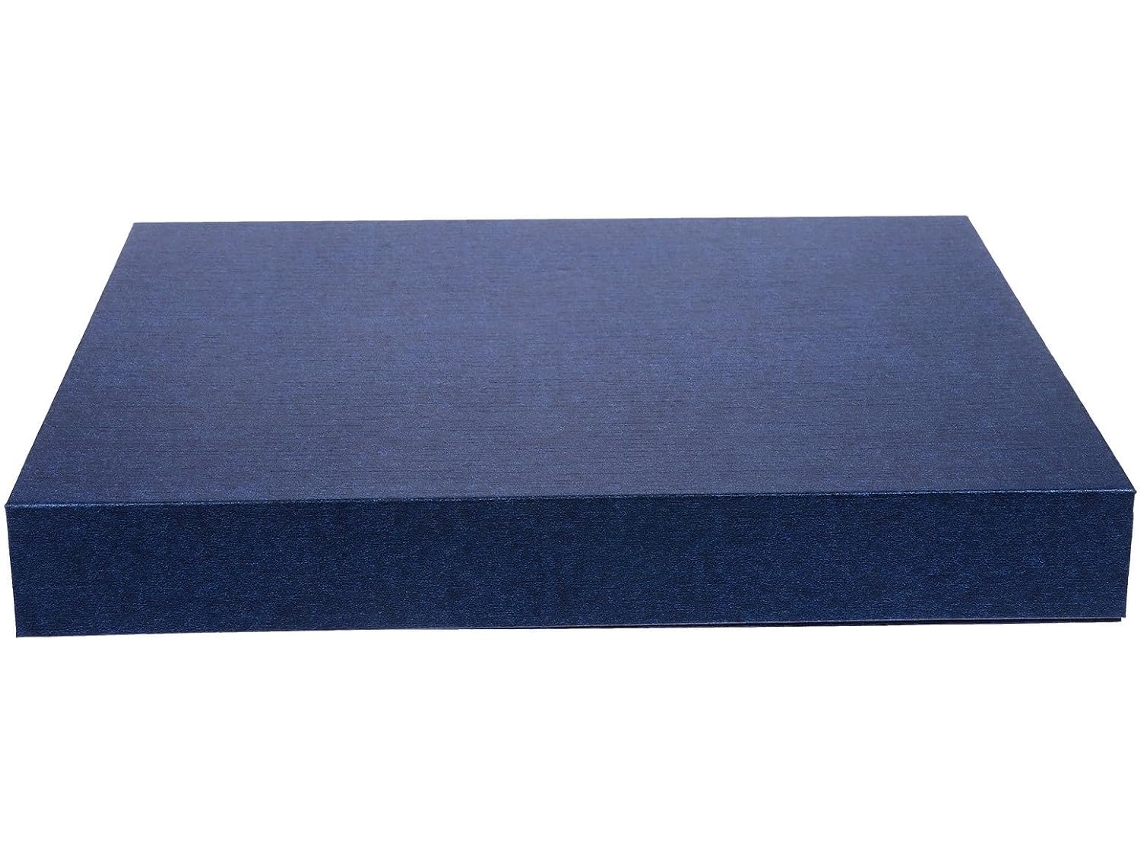 Caja de cartón azul clásica y elegante para joyas y objetos decorativos, con tapa.