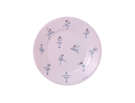 Lote de 6 Platos PETIT JOUR para niñas Les Ballerines All Over (Rosa - Melamina - 20 x 20 x 1 cm)